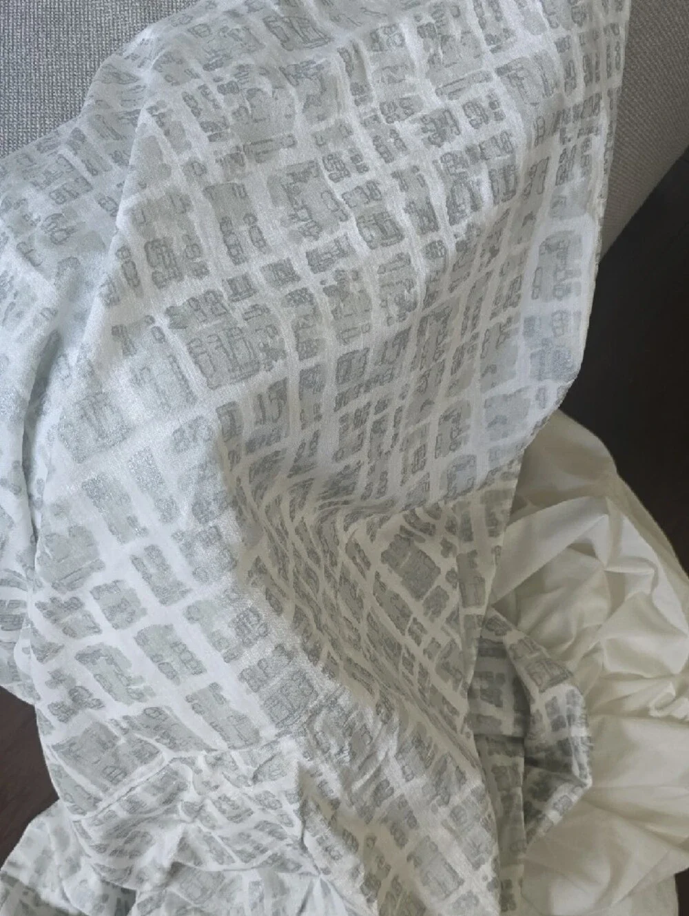 West Elm Metallic Luxury White and Light Gray Duvet Cover Set - Modern Bedding
